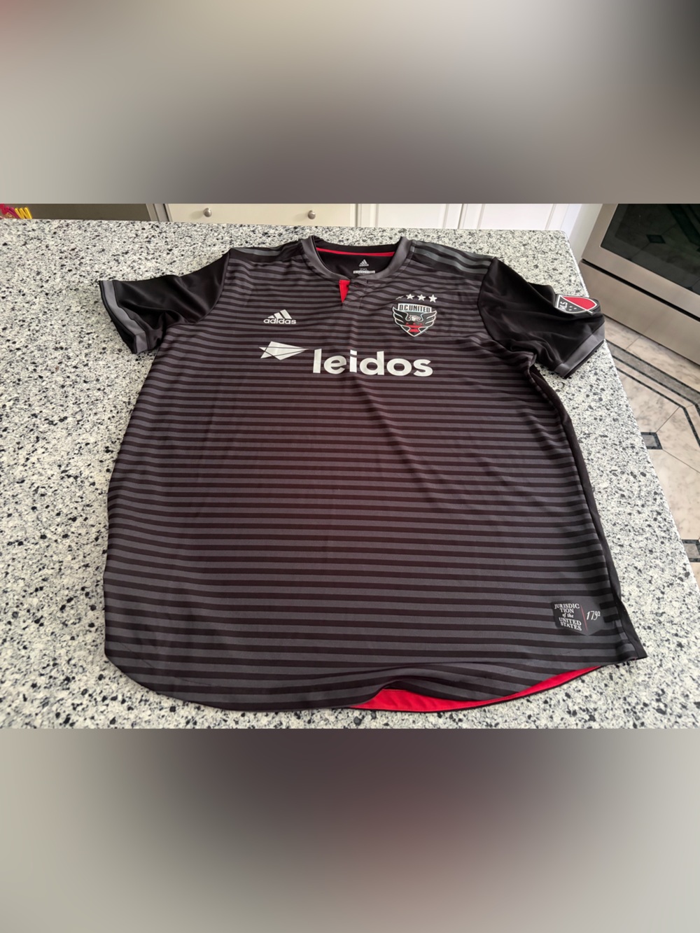 2018 Adidas DC United Mens 2XL MLS Soccer Jersey Black Leidos Sponsor Home Kit